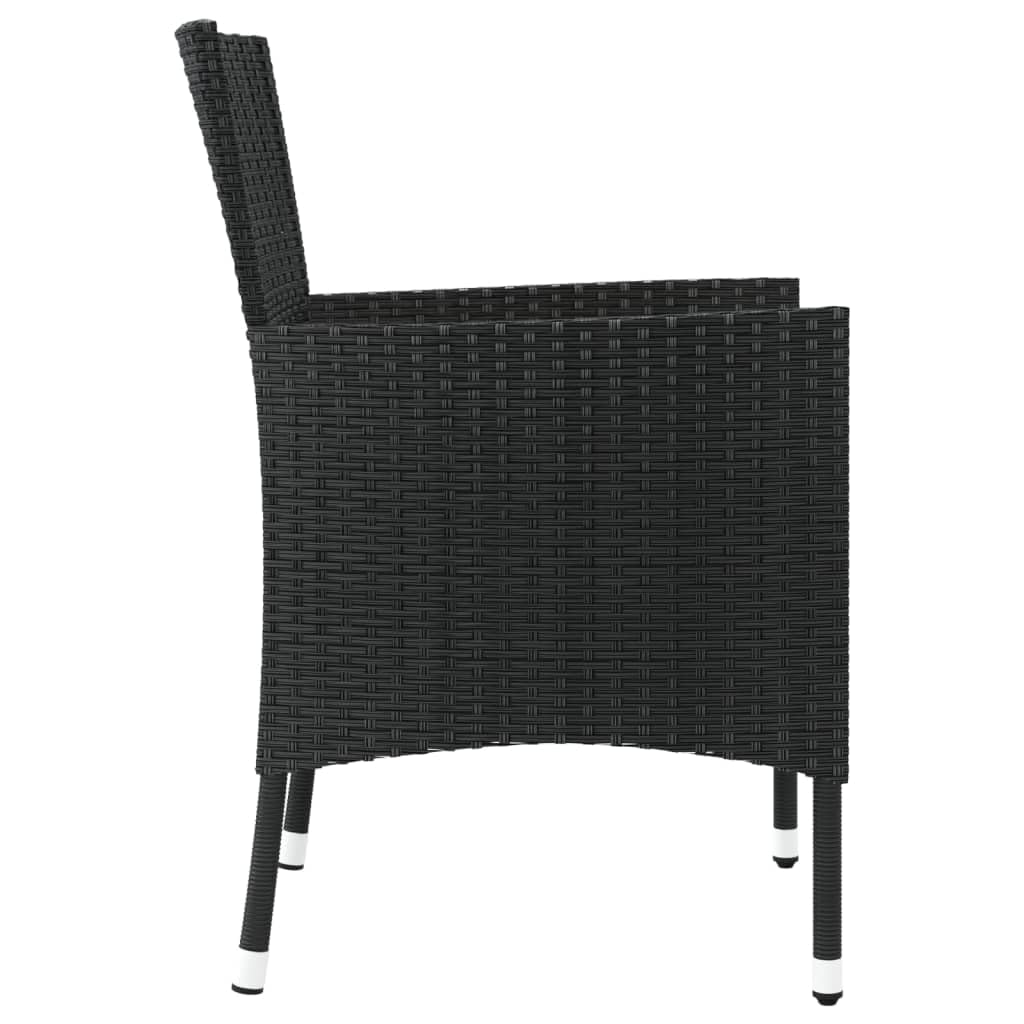 vidaXL 4X Chaises de Jardin avec Coussins Fauteuils de Patio Chaises de Salle à Manger d'Extérieur Sièges de Terrasse Résine Tressée Noir