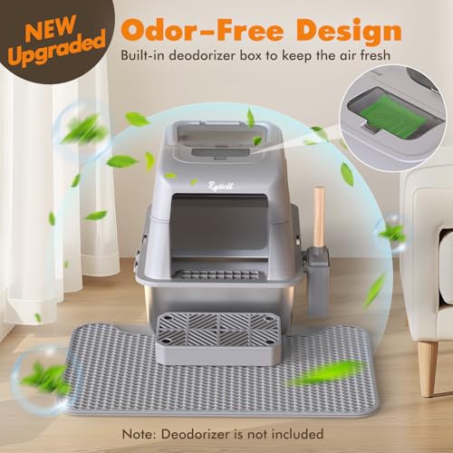 Arenero de acero inoxidable para gatos extra grande 40L con tapa abatible 180° miniatura 5