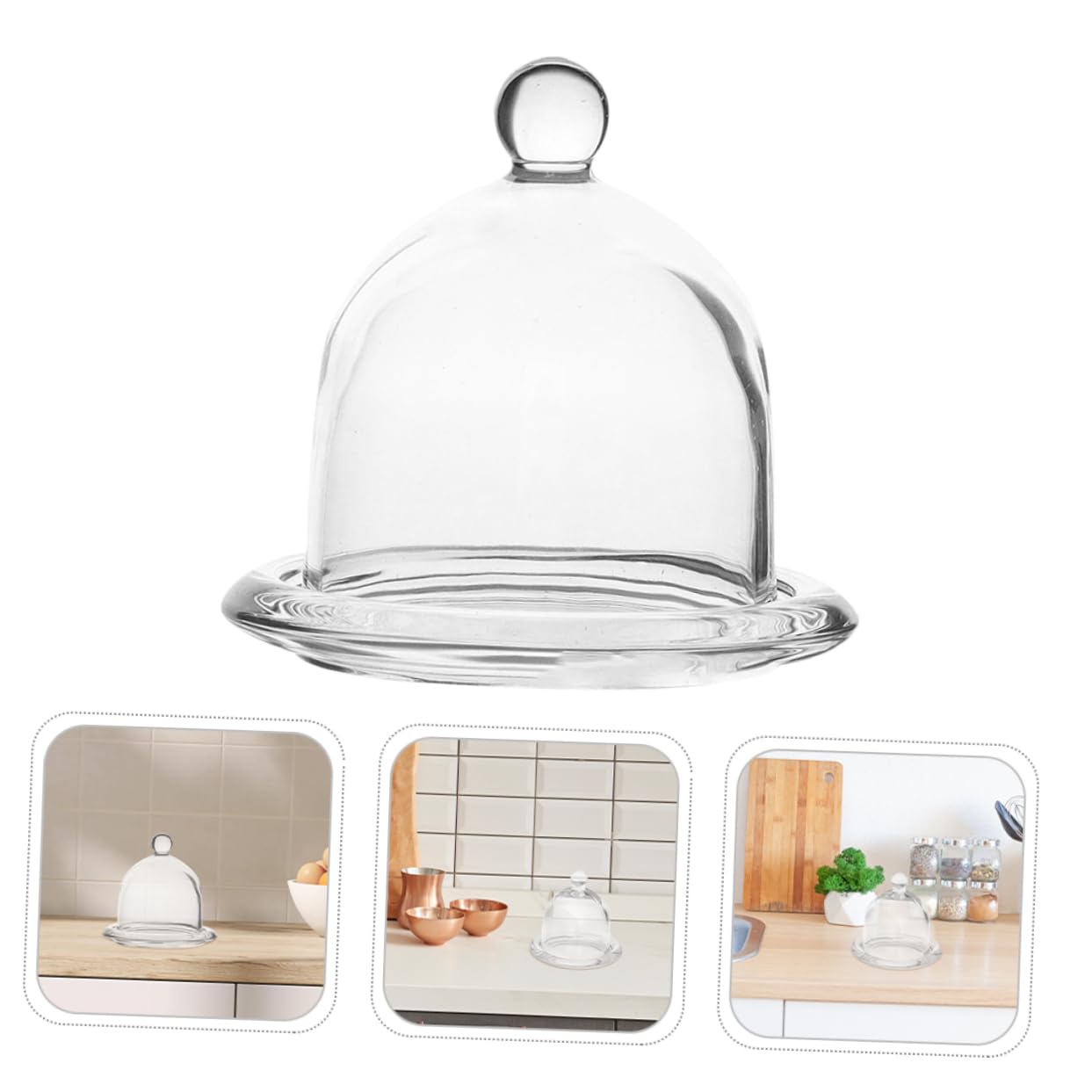 2piezas Cubierta de Cúpula de Postre Transparente con Plato Base, Soporte para Tartas con Protección Antipolvo, para Cupcakes, Cookies y Fiestas
