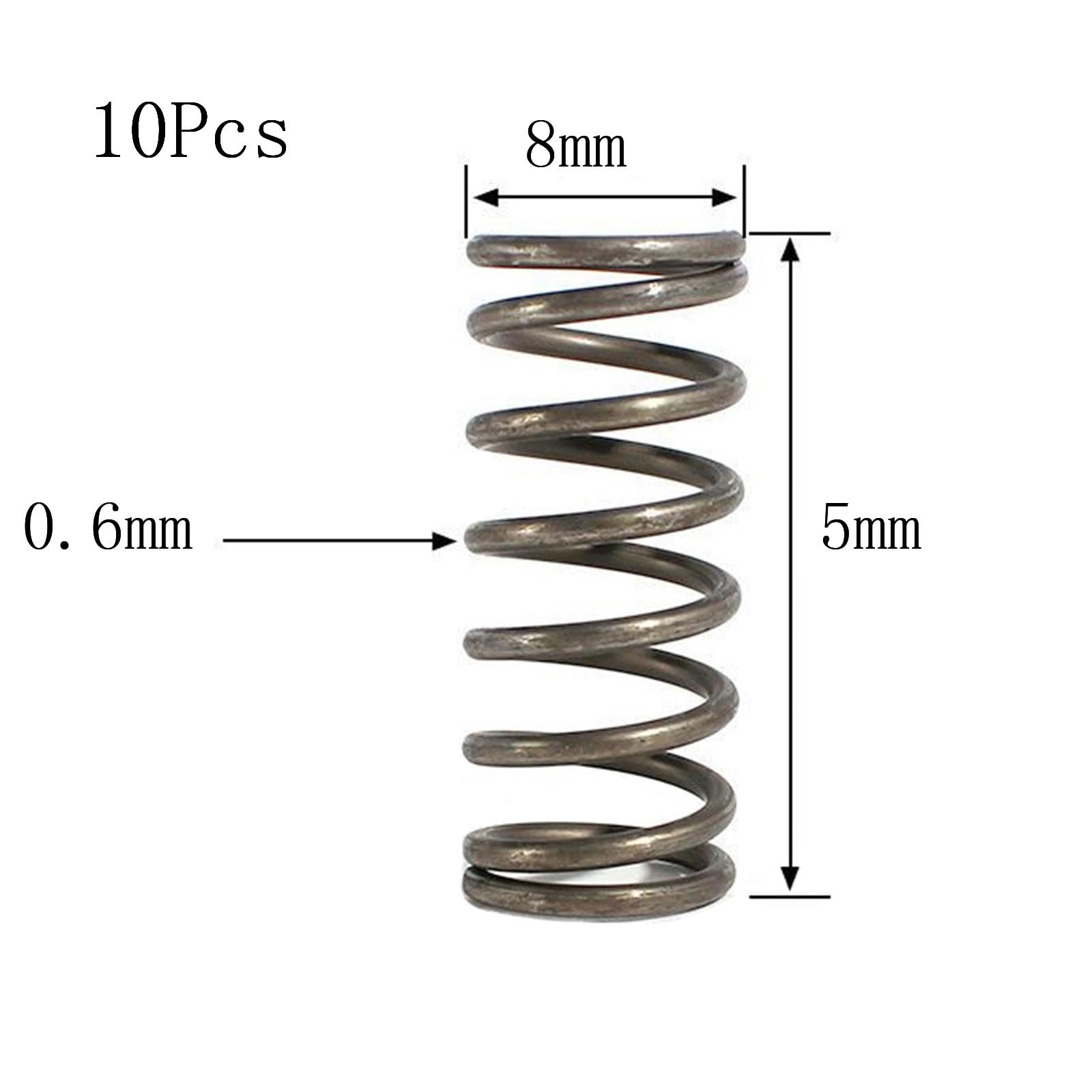 10 Ressorts Compression Acier Inoxydable 304 - 0.5mm X 8mm X 5mm - Pour Usage Auto, Bricolage, Industriel