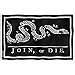 Anley Fly Breeze 3x5 Foot Black Join Or Die Flag - Vivid Color and UV Fade Resistant - Canvas Header and Double Stitched - Rattlesnake Flags Polyester with Brass Grommets
