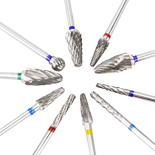 Airgoesin 10pcs Hp Tungsten Carbide Cutter Kit Burs Lab Buffing Drill Polisher 3/32