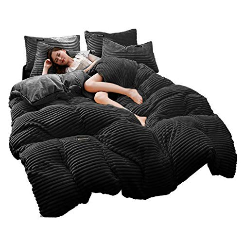 Ganmaov Juego de Cama con Funda nórdica de Franela de Felpa de 4 Piezas, Funda de Almohada de sábana Gruesa y cálida para Dormitorio