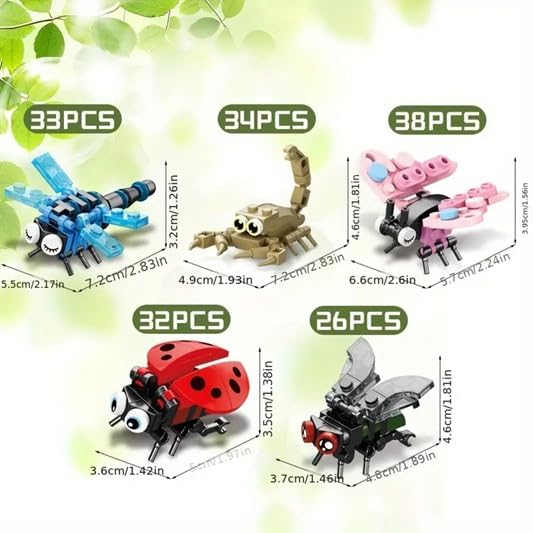 Image of Building Blocks Bricks Set, Build, Learn and Play, Construction, Educational Interactive Creative DIY Toy, Compatible with All Major Brands (10 in 1, Insects World Paradise, 318 Pcs)