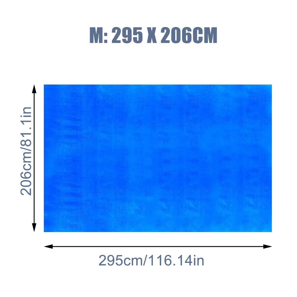Tapis de Sol pour Piscine Rectangulaire, Tapis de Sol et de Protection Bleu pour Piscine Pliable Imperméable Adapté pour Piscine Hors Terre et Bains à Remous 295 x 206cm