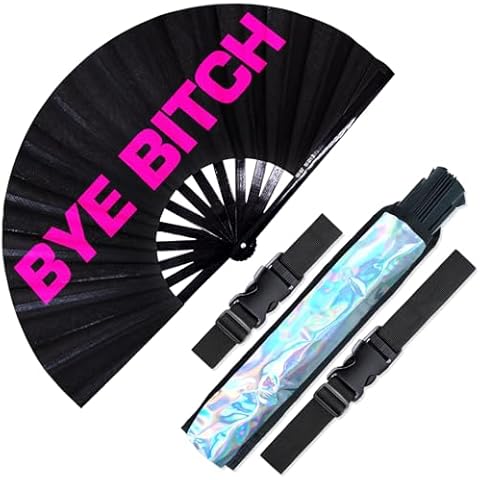SoJourner Bags Bye Bitch Fan Rave Fan bundle with Holo Silver Holster Cover