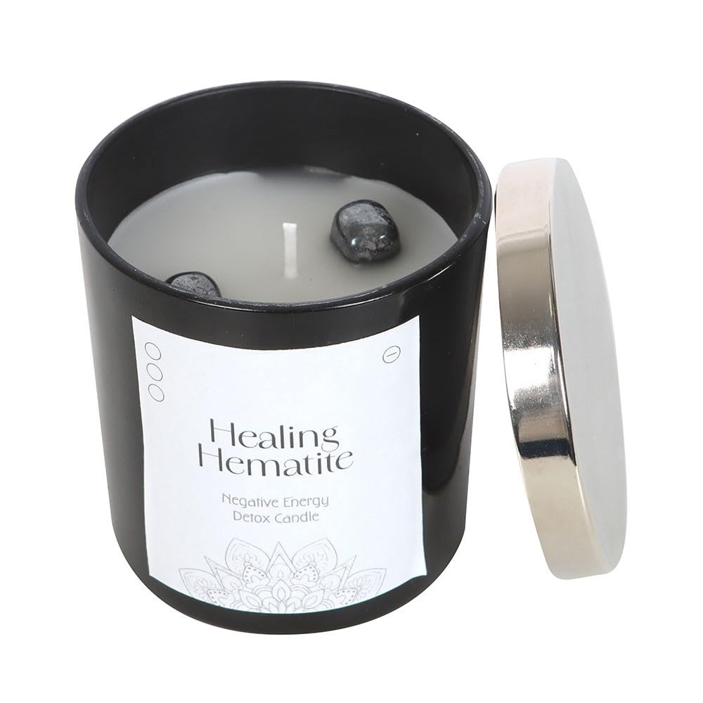 Something Different Wholesale Black Healing Hematite Detox Candle – Grounding Hematite Energy, Crystal Healing With Embedded Hematite Stones, Unscented Design For Energy Cleanse, Reusable Crystal For Spiritual Practices