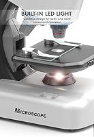 Vista 5 de Microscopio para niños – zoom de hasta 40-1200x, kit STEM con microscopio, diapositivas preparadas, luz LED integrada y varias herramientas