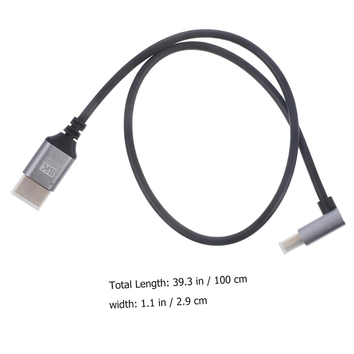 Kisangel 8k High-Definition Video Cable 1 Meter Downward Angle Male to Male Connector PC Display Tv Coupler Cord for Laptop and Television Accessories