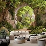 WHUOEUCO Fototapete Landschaftsschutzgebiet Forest Stone Gate 500x280 cm 3D Motivtapeten Wandbild Vlies Foto Tapete Wandtapete, für Wohnzimmer Schlafzimmer Kinderzimmer Büro Wanddeko