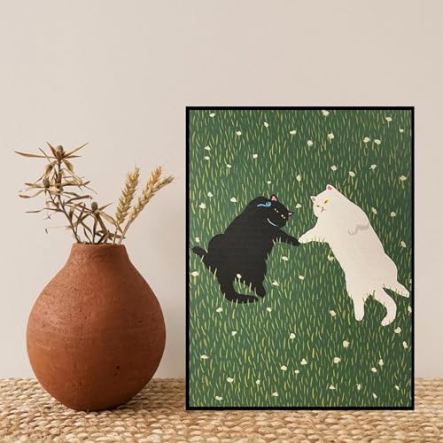 Peinture sur toile chat amoureux pour célébrer la tendresse au cœur de votre maison