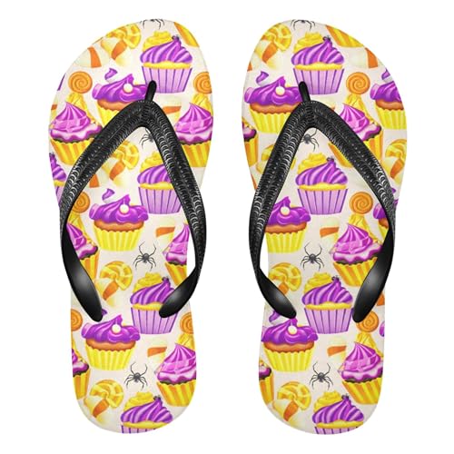 Burbuja Halloween Cupcakes Flip Flops for Women Men, Soft Thong Sandals Rubber Slippers for Pool Beach Essentials
