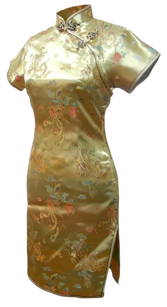 Womens Vtg Gold Dragon Mini Chinese Party Dress Cheongsam Size | Desertcart  Cayman Islands