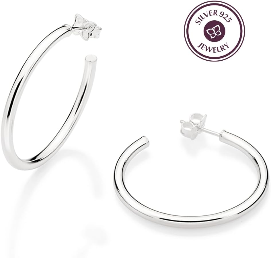 Rommanel 925 Sterling Silver Hoop Earrings - Classic Hoops handcrafted with elegance for enduring style and moments