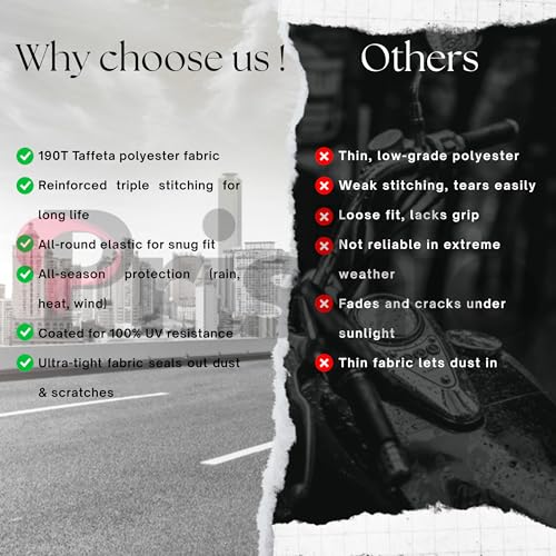 Image of Waterproof Bike Cover for TVS Sport | Heavy Duty Polyester | All-Weather, Dustproof, UV Protection | Triple Stitched Elastic Hem, Snug Fit Black