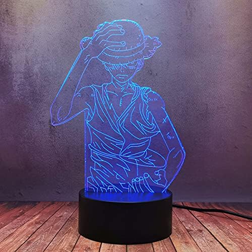 Monkey D Luffy Zoro Night Light, Japan Anime 3D LED Lamp, 16 Color Change Desk Lamp with Remote Control, Home Bedroom Art Decor Birthday Christmas Party Toy Gift for Kids Baby Teen