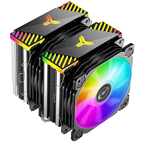 JONSBO CR2000GT Dual Tower CPU Cooler, 120mm ARGB PWM Air Cooler, 230W TDP 6 Heat Pipes, Addressable RGB CPU Fan AMD Ryzen AM3 AM4, Intel LGA 1200 115X Air Cooling Fan for CPU, Black