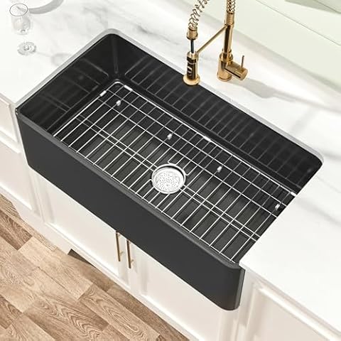 Miuara 33 Inch Black Farmhouse Sink Cover