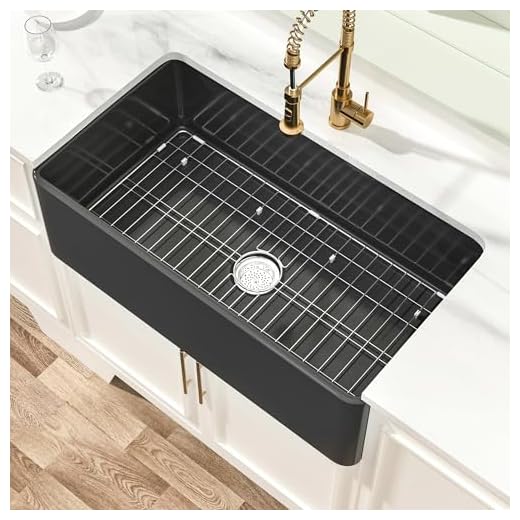 Miuara Black Farmhouse Sink 33 Inch Fireclay Farmhouse Kitchen Sink Undermount Apron Sink Large Deep Single Bowl Farm Sink 33x18x10 with Custom Bottom Grid & Kitchen Sink Strainer