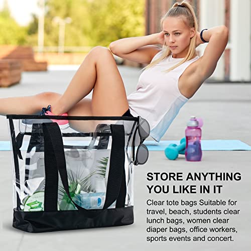 Image of BORMELUN clear tote bag,Purse handle with zipper for work plastic transparent see through women