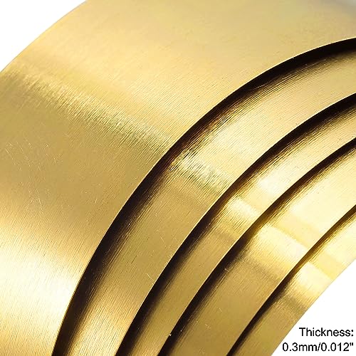 QUARKZMAN Messingblech 1000 x 15 x 0,3 mm Messingstreifen H62 Messingblechrolle Metallplatte Golden Messing Dünnes Blech Messingplatten Messingfolie für DIY Schneiden Handwerk Machen