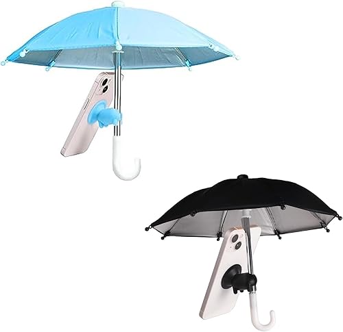 Paraguas para teléfono celular, 2 unidades, universal, ajustable, lindo paraguas con ventosa estilo cerdito, soporte antirreflejos para exteriores