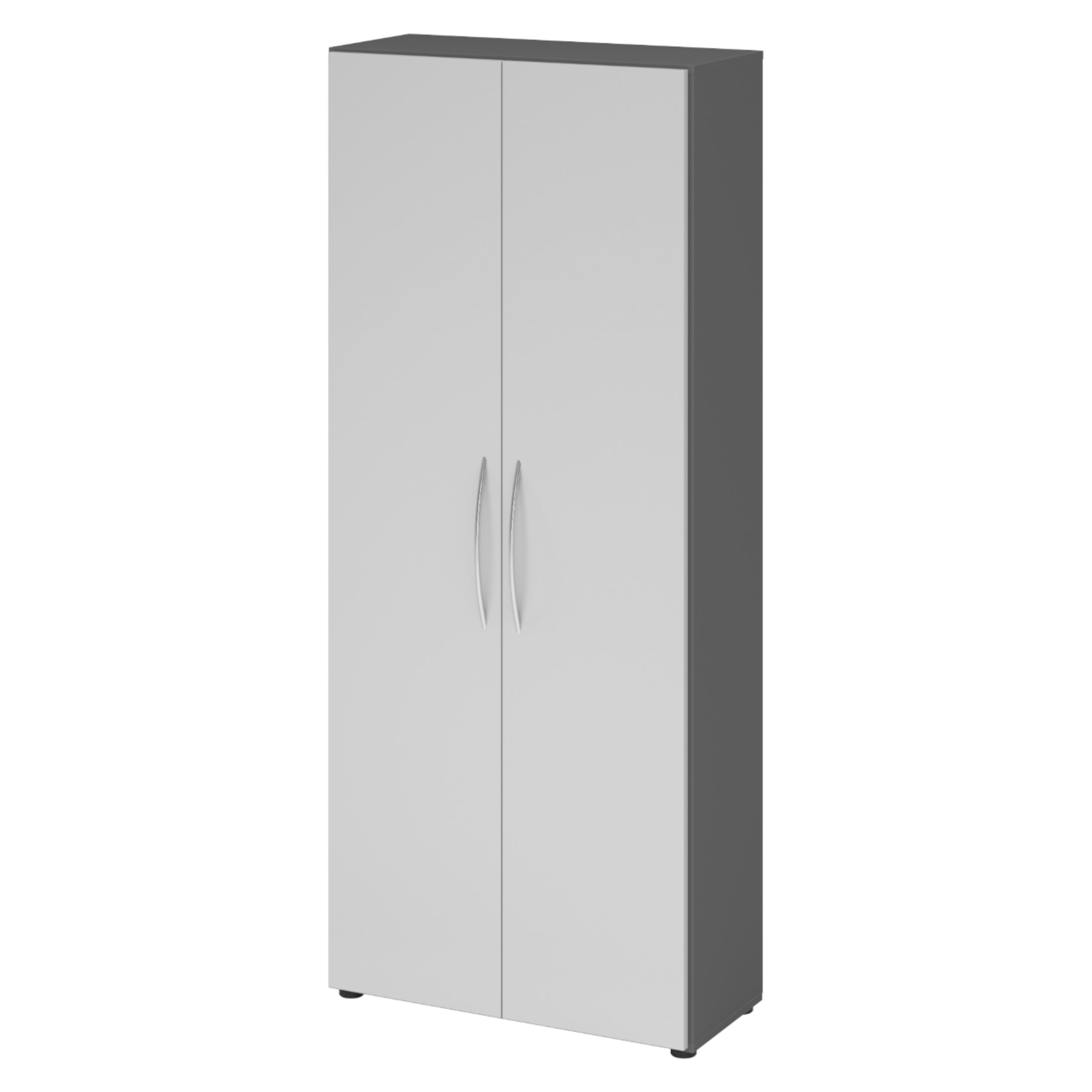 bümö Mehrzweckschrank 80cm breit, Aktenschrank o. Schuhschrank hoch, Schrank mit Regal, Küchenschrank in Graphit/Grau aus Holz, Vorratsschrank &
