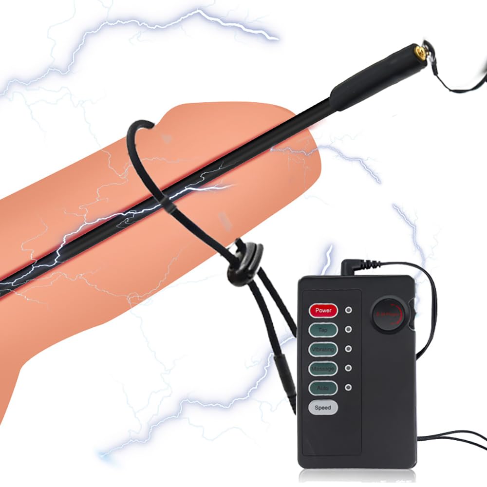 Kit d'électrostimulation sexuelle pour homme - Sondes urétrales électriques avec anneaux péniens - Dilatateurs urétraux - Longueur : 250 mm - Diamètre : 4/5/6/7/8 mm