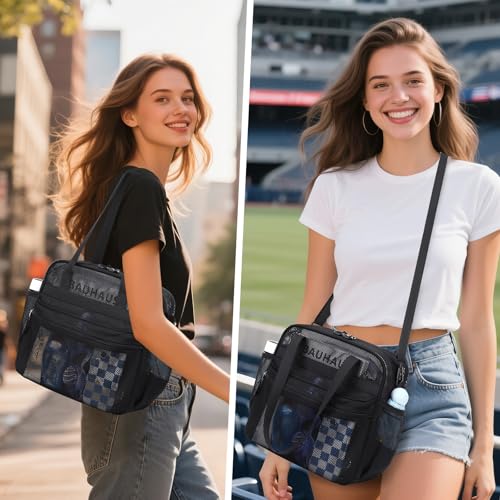 Image of MOONBABY Mesh Beach Tote Bag for Stadium Events 12x6x12 Net Purse Bag for Women with Detachable Long Strap for Work, Sports