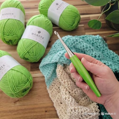 Image of Furls Crochet Hook, Odyssey Lime, Nickel Plated Tip for Effortless Glide, Ergonomic Handle Crochet Hooks 7 inch (Odyssey - Green Lime, N - 9.00MM)