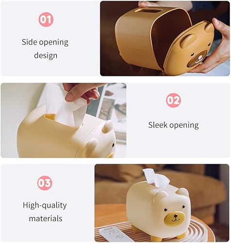 Miniatura 4 de Eforcase Caja de pañuelos de oso de dibujos animados, lindo soporte de pañuelos de anime, caja de pañuelos faciales de plástico, soporte de