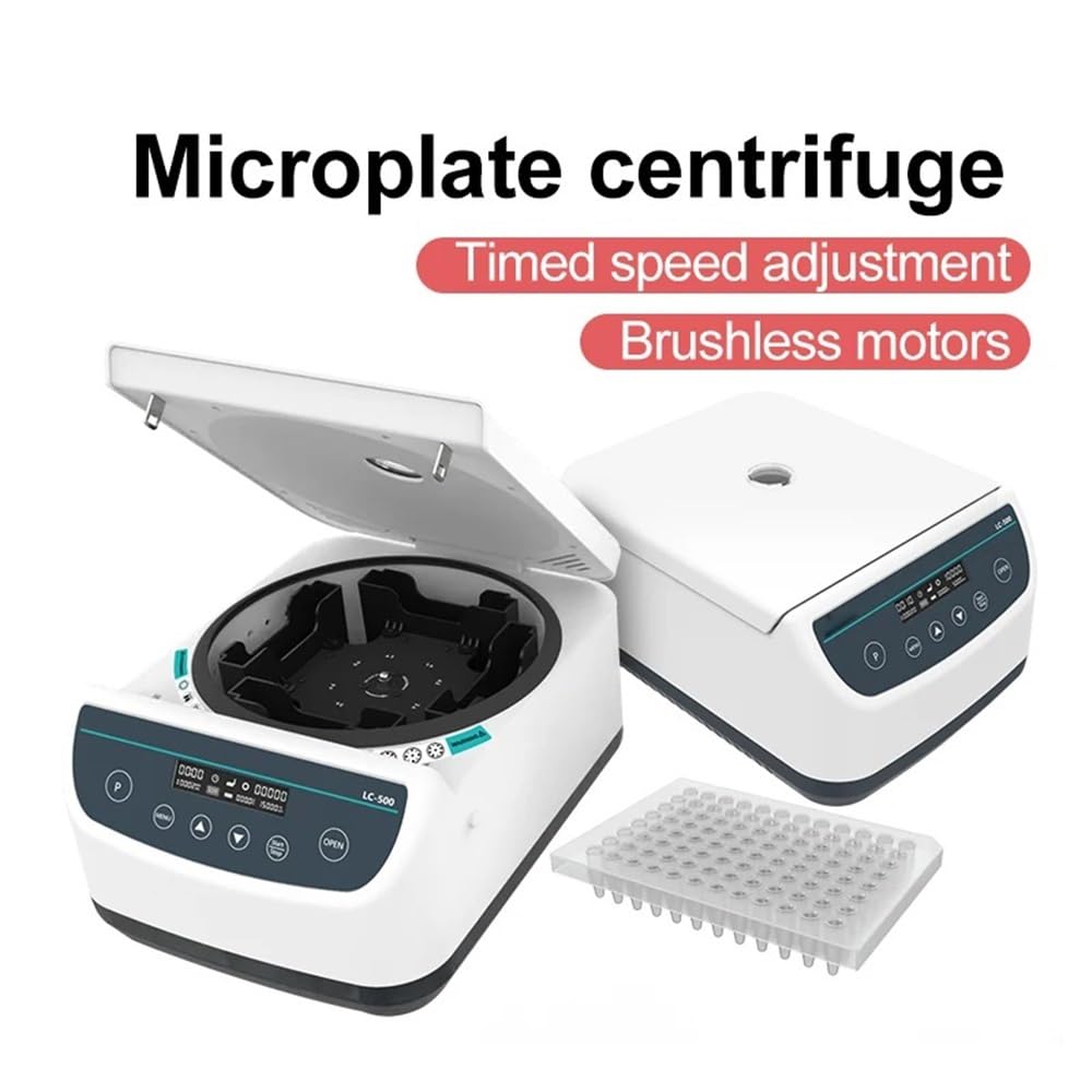 Laborglaswaren Mikroplatten-Zentrifuge, Tischzentrifuge mit niedriger Geschwindigkeit und Digitalanzeige, Labor-Zentrifuge mit 96 Vertiefungen, 500–2000 U/min