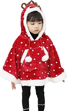 Amazon Burning Go サンタコスプレ クリスマス 衣装 トナカイ マント ポンチョ ベビー 子供 サンタ服 裏起毛 マントコート ケープ フード付き キッズ 女の子 仮装 コスチューム 可愛い キッズコスチューム おもちゃ