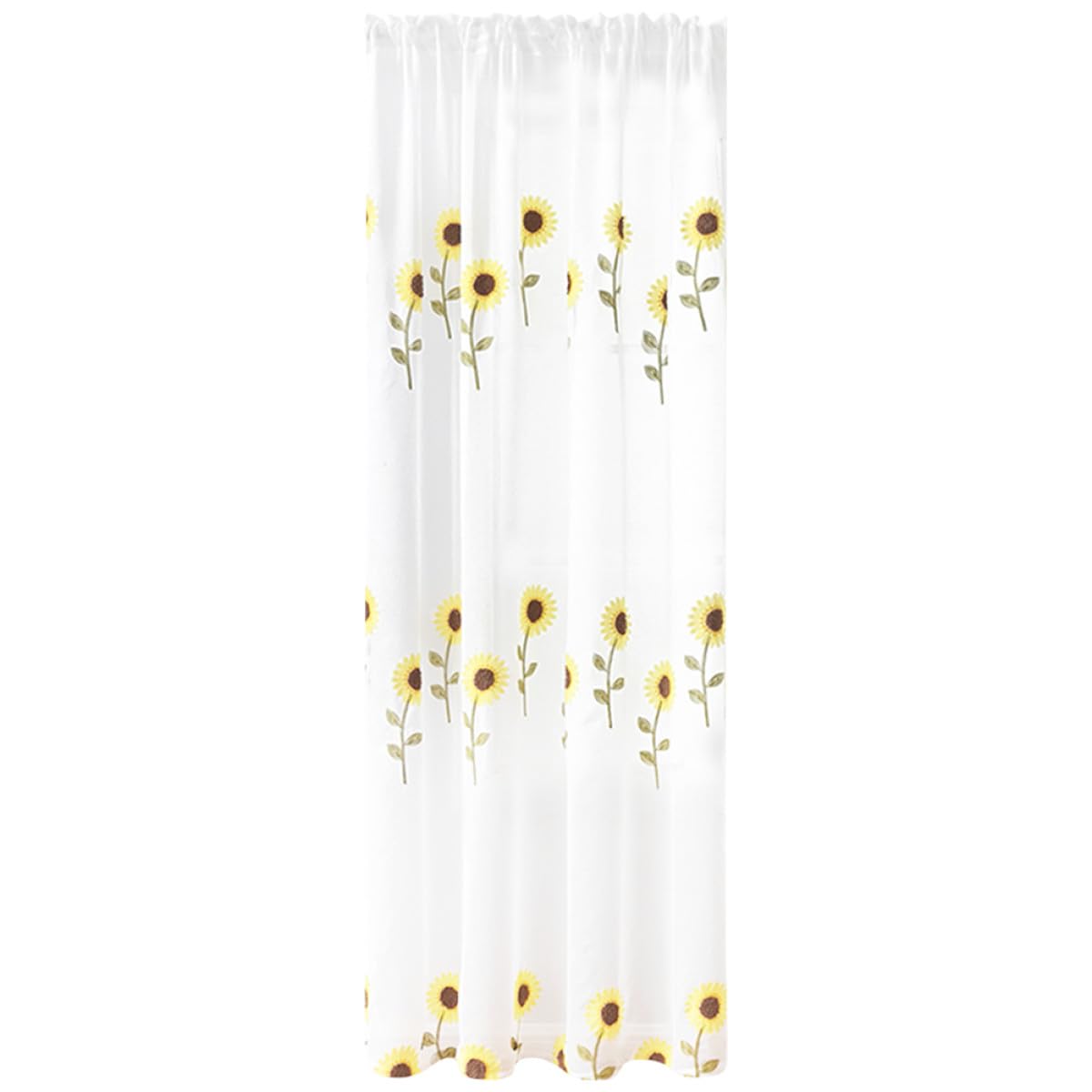 Cortina para ventana de dormitorio de 100x250 cm con panel semitransparente y bordado de girasol