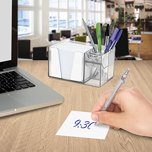 Acrimet Desktop Organizer Pencil Paper Clip Caddy Holder (Plastic) (With Paper) (Clear Crystal Color) #TOP3