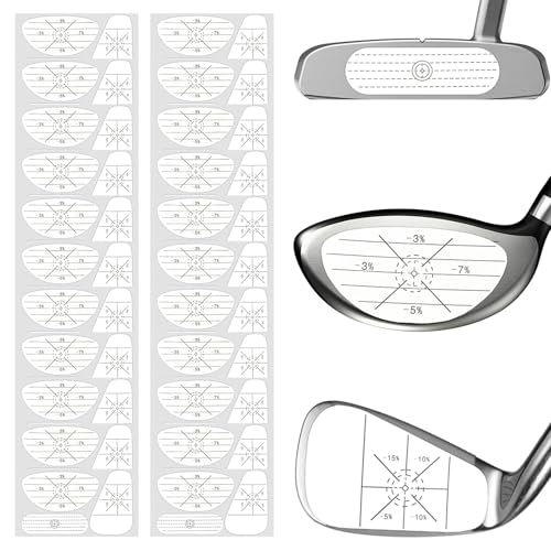 Aihoom 40pcs Golf Impact Tape, Golf Club Impact Stickers for Woods, Irons, and Putters, Self-Teaching Sweet Spot Analysis, Training Aid to Improve Swing Accuracy and Shot Consistency