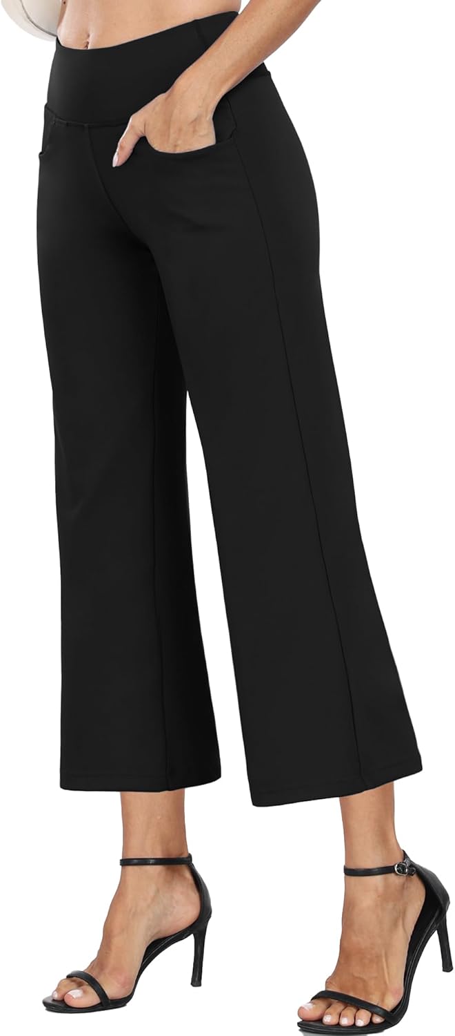 CADMUS High Waist Yoga Pants Women Wide Leg Pants with Pockets Stretch Dress Casual Sweatpants Petite/Regular/Tall