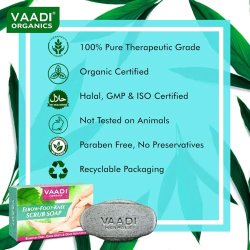 Image of Vaadi Herbals Elbow Foot Knee Scrub Soap with Almond and Walnut Scrub, 75g x 3