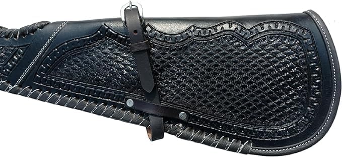 Engraved Leather Shotgun Cover Western Scabbard for (16-20 Inch) Shotguns Winchester Case, Black