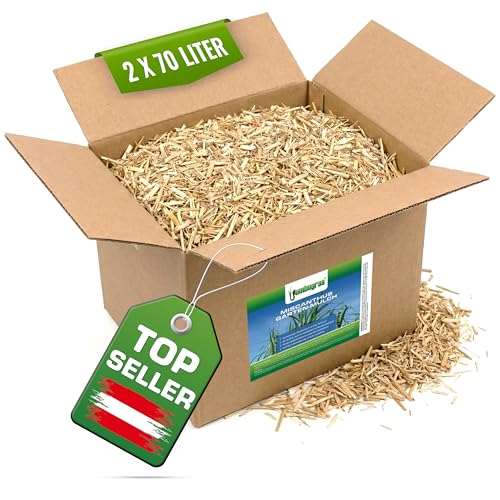 Jumbogras Miscanthus-Mulch 2X 70 L – Rindenmulch-Alternative aus Chinagras/Elefantengras Häcksel – äußerst pflanzenverträglich – geeignet für Gemüse, Kräuter & co. – Schutz vor Unkraut & Austrocknung