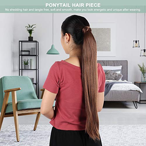 Perucas Sintéticas,Extensões de cabelo de rabo de cavalo são naturalmente lisas, perucas de rabo de