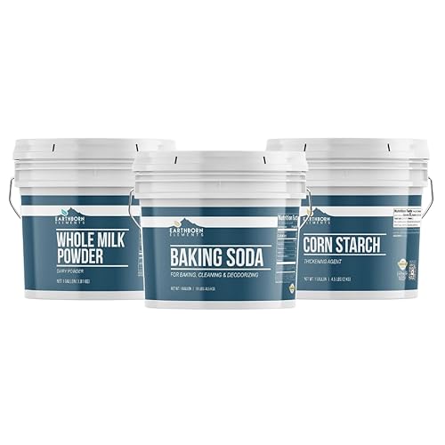 Earthborn Elements Paquete de bicarbonato de sodio, almidón de maíz y leche entera en polvo, 1 galón cada uno, tamaños a granel, limpieza y cocción
