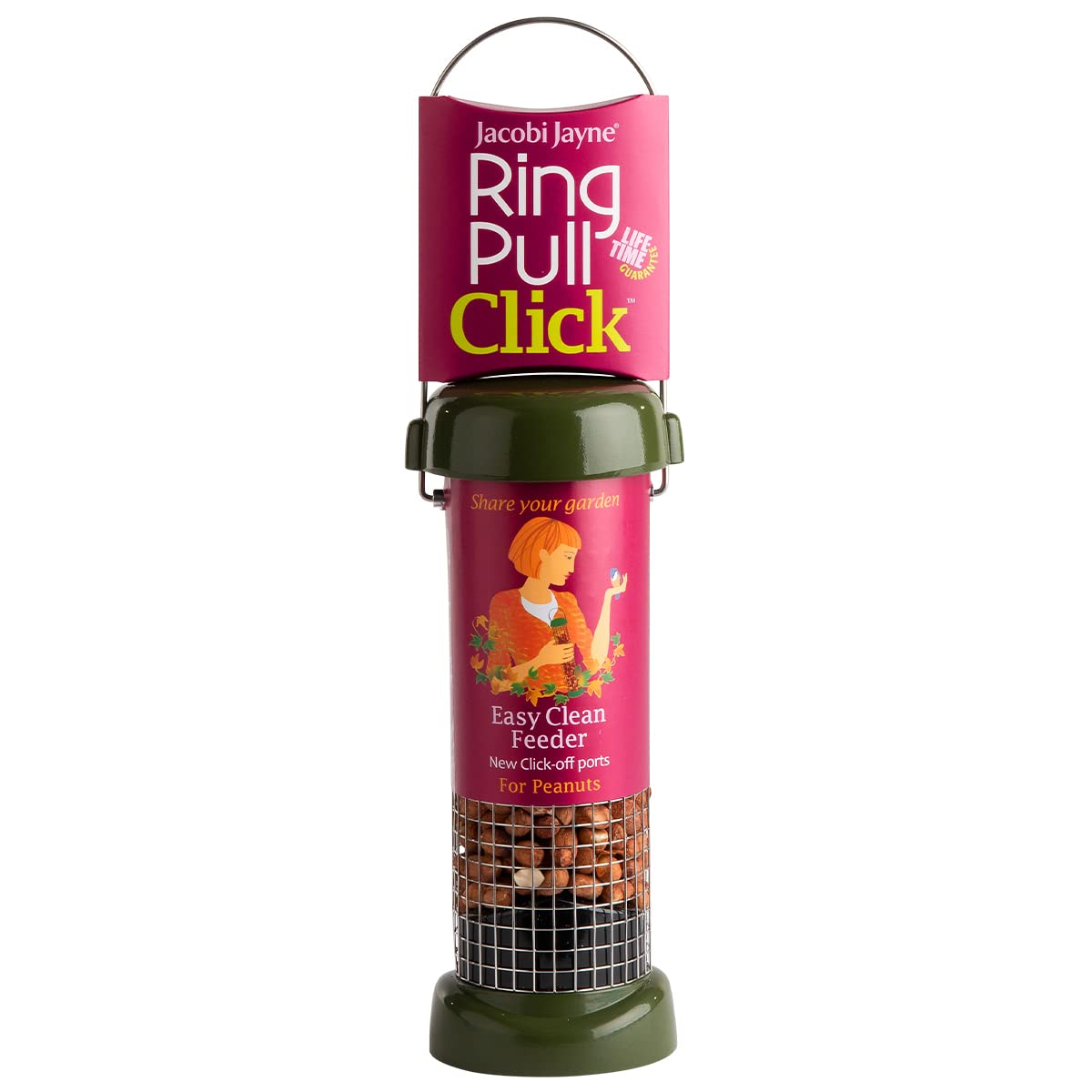 Jacobi Jayne RP3-S1G Ring-Pull Click Small Seed Feeder, green Bird — view 9