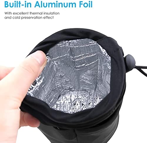 Eyein Bike Water Bottle Holder Bag, Waterproof Bicycle Handlebar Frame Insulated Stem Storage Bag with Fastener Straps Phone Pouch Durable Oxford Cup Drink Carrier With Shoulder Straps for Cycling