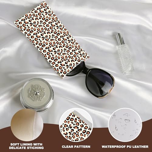Image of Anikathy 2Pcs Sunglass Eyeglass Glasses Case Soft PU Leather with Cleaning Cloth Portable Glasses Pouch Bag for Men Women
