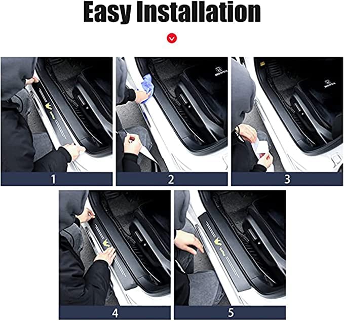 4 Protections Seuil De Porte Fibre Carbone Pour Peugeot 2008 - Autocollants Anti-rayures Adhésifs 3M