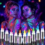 Lictin Marqueurs Peinture Corporelle UV Néon, 10 Couleurs Fluorescentes...