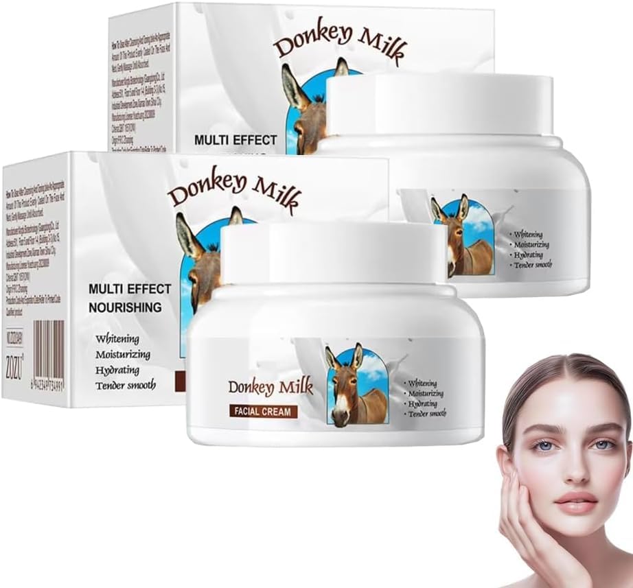 Crema de leche de burra, 120 g, crema hidratante y rejuvenecedora y loción corporal de leche orgánica, ilumina el tono de la piel, hidrata y tonifica la cara y el cuerpo, crema de día antiarrugas (2