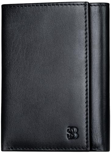 SERMAN BRANDS Trifold Wallet for Men - RFID Blocking Genuine Leather, 11 Card Slots & ID Window, Slim Everyday Carry, Durable Stitching, Gift for Him