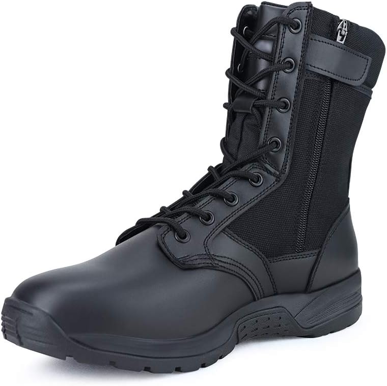 Ludey Men's 8'' Ultralight Tactical Boots Military Combat Boots Breathable Work Boots Outdoor Hiking Boots Black CQB- 7UK